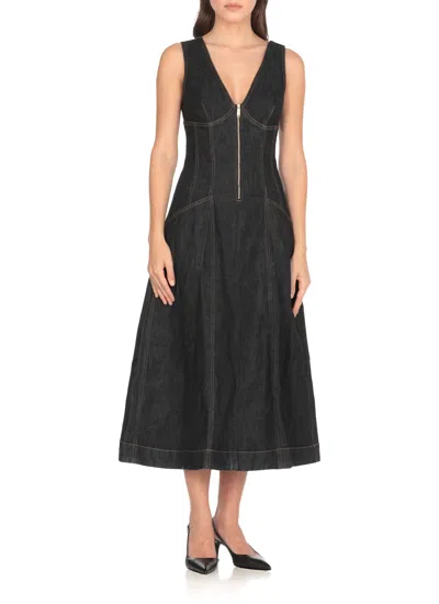 Self-portrait V-neck Denim Midi Dresses