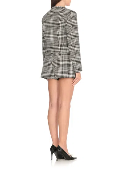 Self-portrait Houndstooth Crystal Trim Jacket