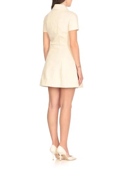 Self-portrait Structured Beige Dress With Classic Collar And Flap Pockets