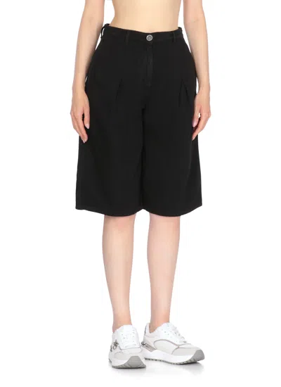 Pinko Knee-length Black Cotton Bermuda Shorts