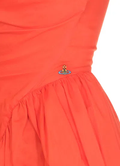 Vivienne Westwood Draped Neckline Midi Dress With Gathered Waist