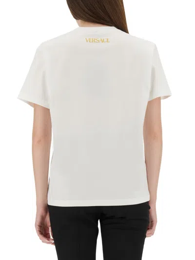 Versace Underwater Baroque Graphic Print Crew Neck T-shirt In White