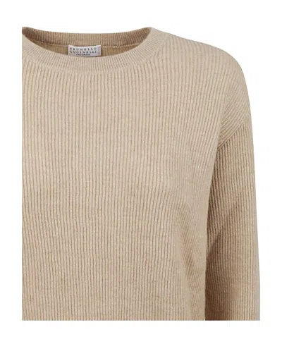 Brunello Cucinelli Long-sleeved Pullover In Brown