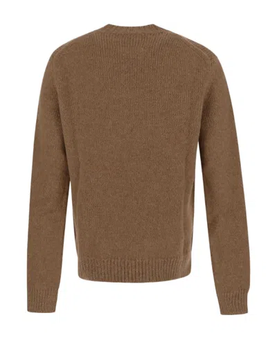 Jil Sander Alpaca Blend Bouclé Sweater In Brown
