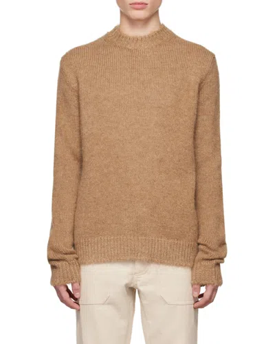 Jil Sander Alpaca Blend Bouclé Sweater In Brown