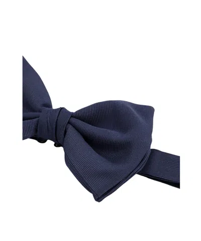 Giorgio Armani Textured Silk Bow Tie With Adjustable Strap In Blue