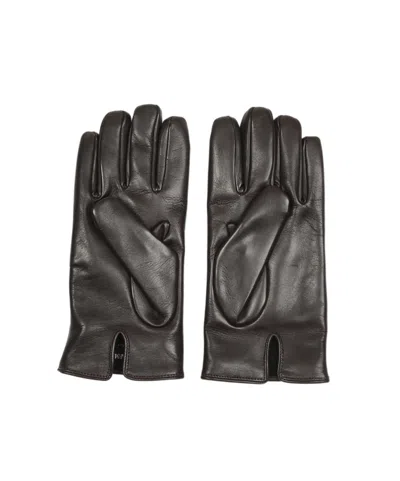 Giorgio Armani Logo Embossed Nappa Gloves In Brown