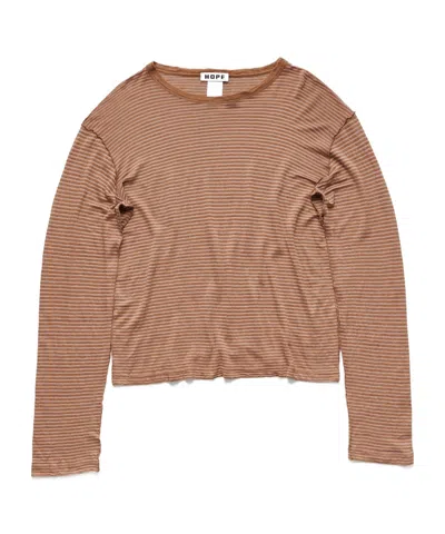 Hope Brown Exposed Seam Long Sleeve T-shirt In Brown
