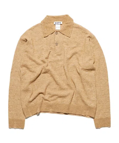 Hope Beige Preppy Polo Sweater In Neutral