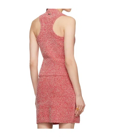 Ferragamo V-neck Bouclé Tank Top In Burgundy