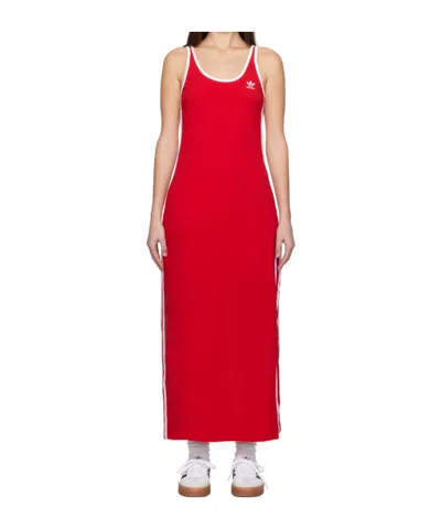 Adidas Originals Adicolor 3-stripes Tank Maxi Dress In Red