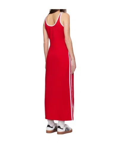 Adidas Originals Adicolor 3-stripes Tank Maxi Dress In Red