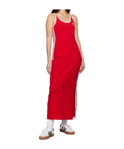Adidas Originals Adicolor 3-stripes Tank Maxi Dress In Red