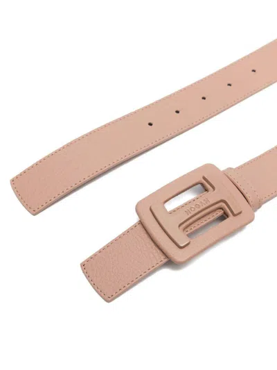 Hogan Logo-plaque Belt In Pink