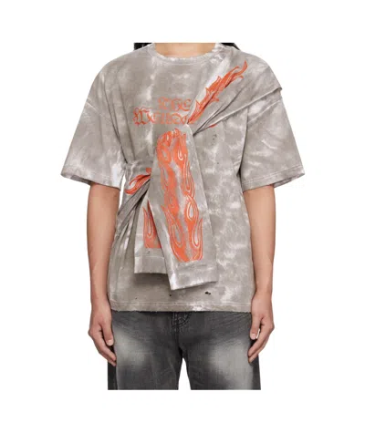 We11 Done Gray Muddy 4 Sleeves T-shirt In Multi