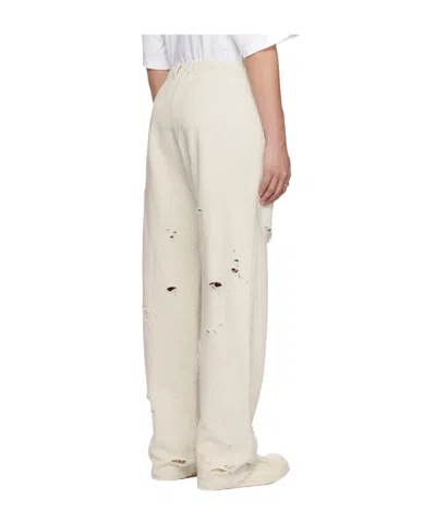 We11 Done Gray Destroyed Jersey Jogger Sweatpants In White