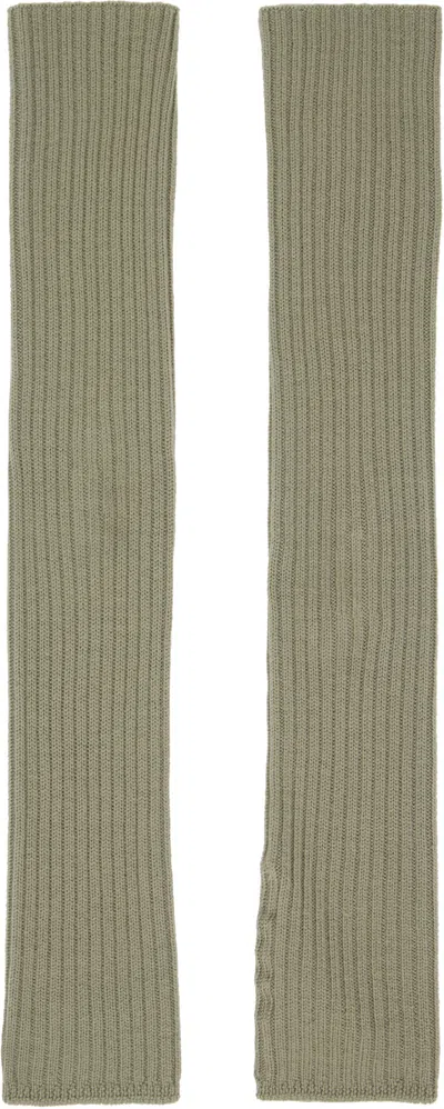 Rick Owens Green Hollywood Rasato Knit Arm Warmers In Green
