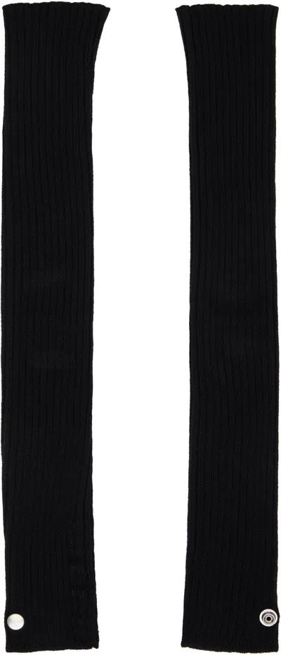 Rick Owens Black Porterville Ribbed Arm Warmers In Black