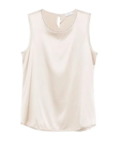 Peserico Sleeveless Crewneck Tank Top With Curved Hem