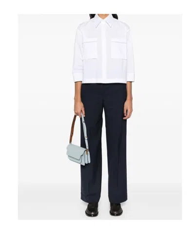 Peserico Cropped White Poplin Shirt With Hidden Buttoning