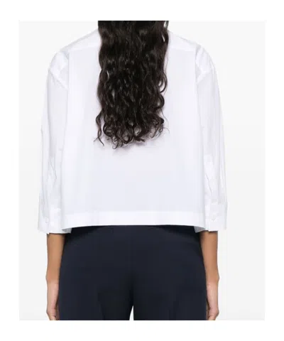 Peserico Cropped White Poplin Shirt With Hidden Buttoning