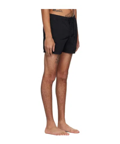 Stone Island Compass Patch Drawstring Swim Shorts In Black