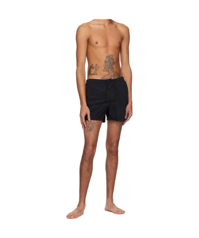 Stone Island Compass Patch Drawstring Swim Shorts In Black