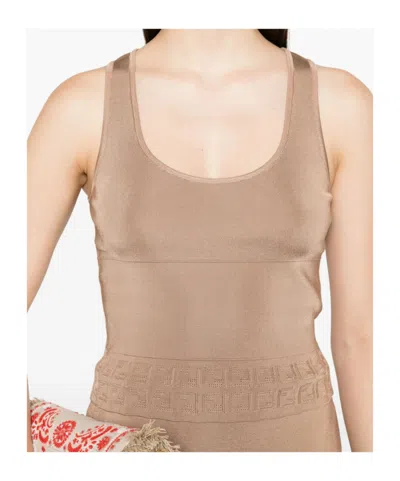 Fendi Sleeveless Vest In Brown