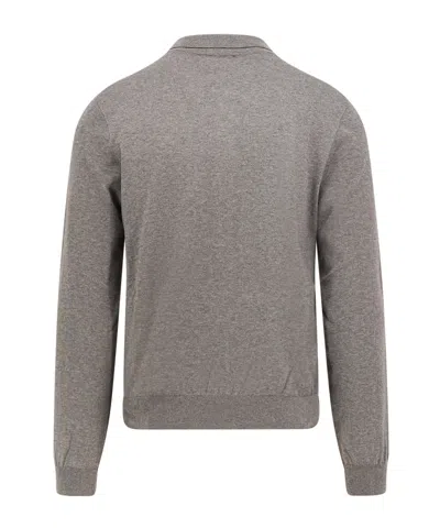 Celine Men Cotton Polo Shirt With Triomphe Detail In Gray