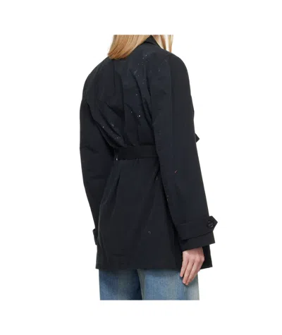 Mm6 Maison Margiela Black Cotton Gabardine Sportsjacket Trench Coat
