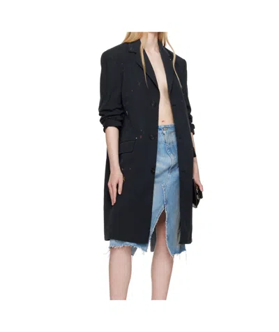 Mm6 Maison Margiela Black Cotton Gabardine Trench Coat In Black