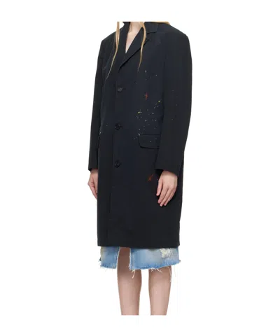 Mm6 Maison Margiela Black Cotton Gabardine Trench Coat In Black