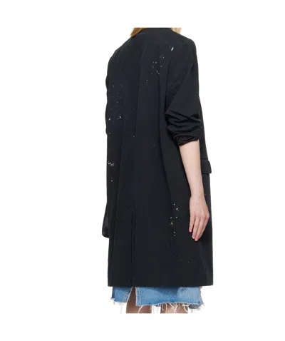 Mm6 Maison Margiela Black Cotton Gabardine Trench Coat In Black
