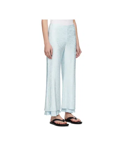 Jil Sander Blue Fluid Viscose Flower Jacquard Trousers In Gray