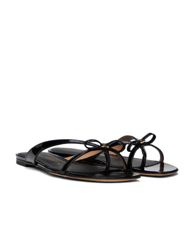 Ferragamo Black Thin Bow Sandals