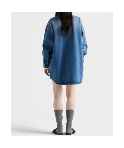 Prada Denim Oversized Shirt In Blue