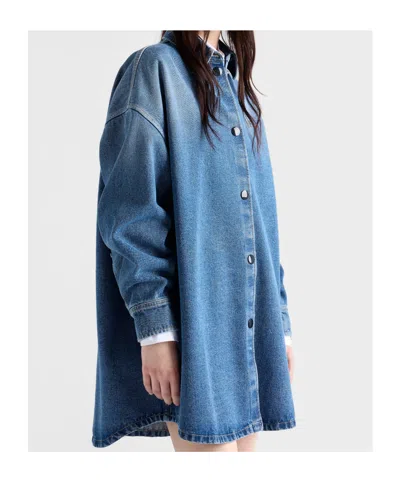Prada Denim Oversized Shirt In Blue