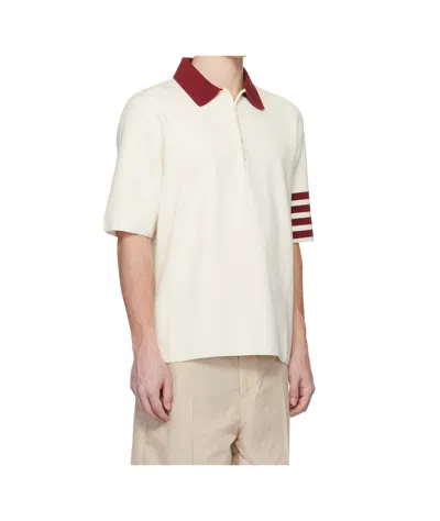 Thom Browne Rugby Fit 4-bar Milano Stitch Short Sleeve Polo Sweater In White