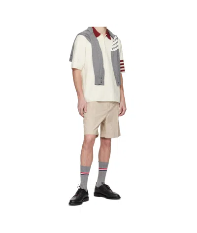 Thom Browne Rugby Fit 4-bar Milano Stitch Short Sleeve Polo Sweater In White