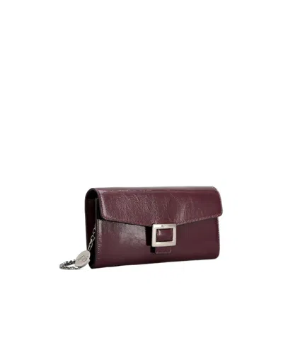 Roger Vivier Belle Vivier Wallet On Chain In Patent Leather In Brown