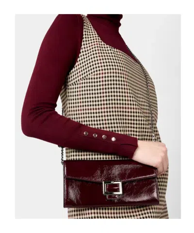 Roger Vivier Belle Vivier Wallet On Chain In Patent Leather In Brown