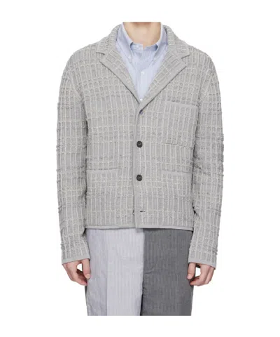 Thom Browne Gray Tweed Jacquard 4-bar Jacket In Gray