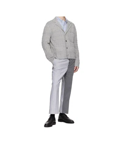 Thom Browne Gray Tweed Jacquard 4-bar Jacket In Gray