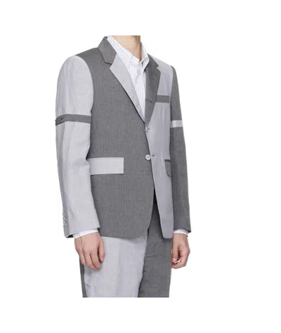 Thom Browne Gray University Stripe Linen Cotton Sport Blazer