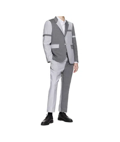 Thom Browne Gray University Stripe Linen Cotton Sport Blazer