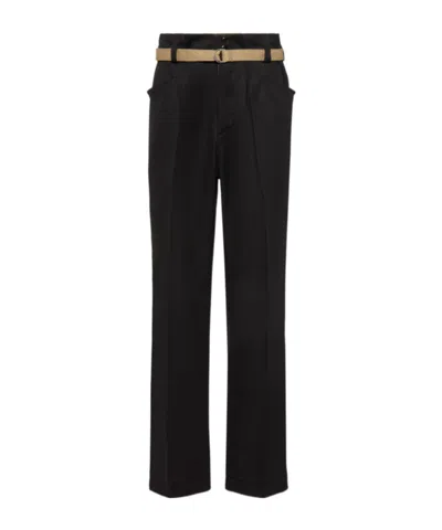 Maison Margiela High-waisted Pants With Pleats And Stylish Belt In Black