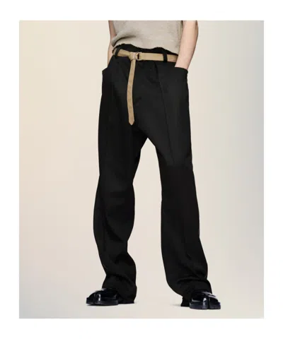 Maison Margiela High-waisted Pants With Pleats And Stylish Belt In Black