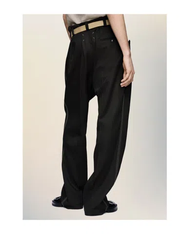 Maison Margiela High-waisted Pants With Pleats And Stylish Belt In Black