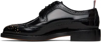 Thom Browne Black Spazzolato Leather Longwing Brogues In Black