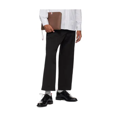 Thom Browne Black Spazzolato Leather Longwing Brogues In Black